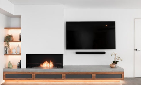 Ecosmart Fire Flex 140RC.BXL Right Corner Fireplace Insert - Black Finish / Black Burner - ESF.FX.140RC.BXL.B